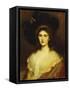 Portrait of an Elegant Lady in a Black Hat-Albert Lynch-Framed Stretched Canvas