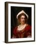 Portrait of an Elegant Lady in a Red Velvet Dress-Gustave Jean Jacquet-Framed Giclee Print