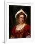 Portrait of an Elegant Lady in a Red Velvet Dress-Gustave Jean Jacquet-Framed Giclee Print