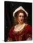 Portrait of an Elegant Lady in a Red Velvet Dress-Gustave Jean Jacquet-Stretched Canvas