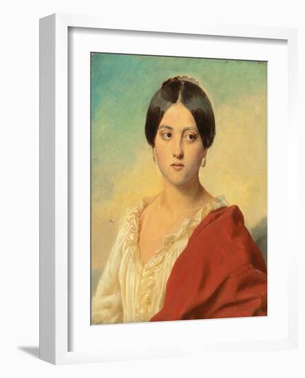 Portrait of an Italian Girl, Half Length, C.1834-Franz Xaver Winterhalter-Framed Giclee Print
