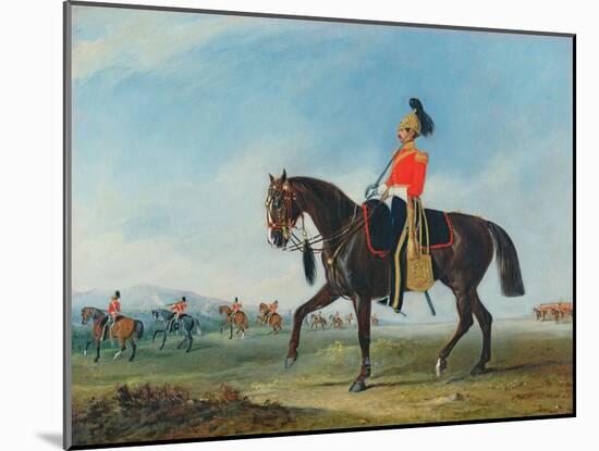 Portrait of an Officer of the 3rd Dragoon Guards with Other Members of the Regiment Beyond-John E. Ferneley-Mounted Giclee Print