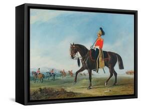 Portrait of an Officer of the 3rd Dragoon Guards with Other Members of the Regiment Beyond-John E. Ferneley-Framed Stretched Canvas