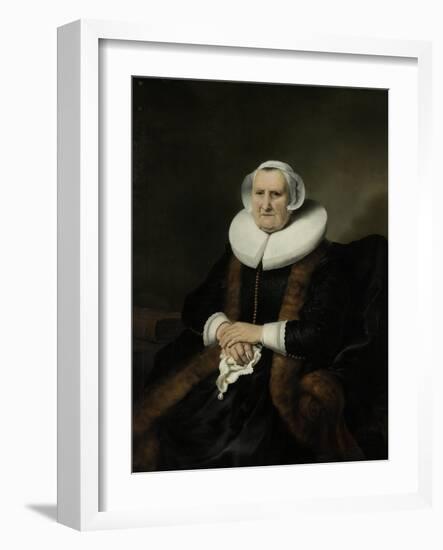 Portrait of an Old Lady, Possibly Elisabeth Bas-Ferdinand Bol-Framed Art Print