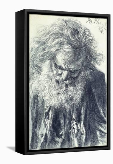 Portrait of an Old Man, 1884-Adolph Friedrich Erdmann von Menzel-Framed Stretched Canvas