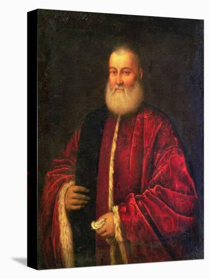 Portrait of an Old Man in Red Robes-Jacopo Robusti Tintoretto-Stretched Canvas