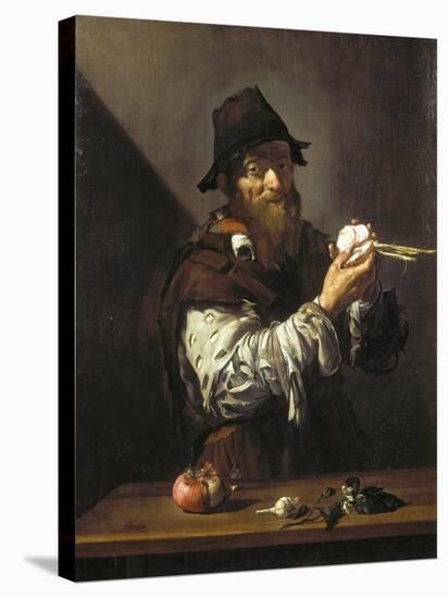 Portrait of an Old Man with an Onion-Jusepe de Ribera-Stretched Canvas