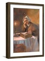 Portrait of an Old Woman Reading the Bible by Candlelight, 1896-Arthur Netherwood-Framed Giclee Print