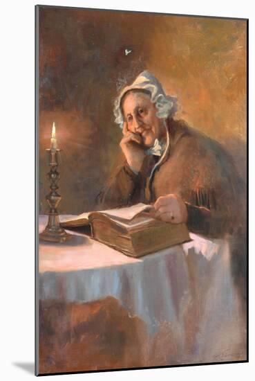 Portrait of an Old Woman Reading the Bible by Candlelight, 1896-Arthur Netherwood-Mounted Giclee Print