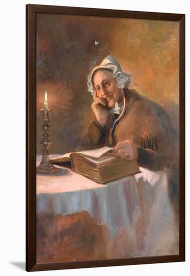 Portrait of an Old Woman Reading the Bible by Candlelight, 1896-Arthur Netherwood-Framed Giclee Print