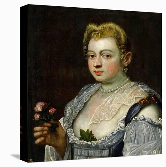 Portrait of an Unknown Lady-Jacopo Robusti Tintoretto-Stretched Canvas