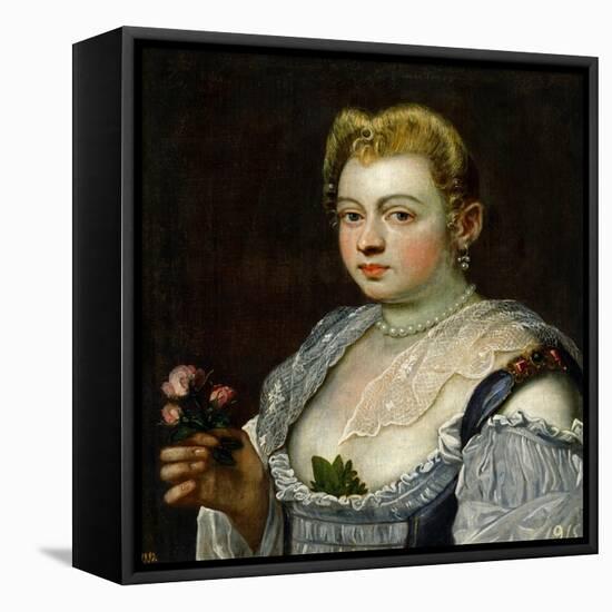 Portrait of an Unknown Lady-Jacopo Robusti Tintoretto-Framed Stretched Canvas