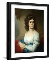Portrait of an Unknown Woman in White Gown with Blue Ribbon, End 1790s-Vladimir Lukich Borovikovsky-Framed Giclee Print