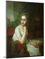 Portrait of an Unknown Woman with Compass in Her Hand (Praskovia Golitsyna)-Vladimir Lukich Borovikovsky-Mounted Giclee Print