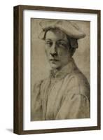 Portrait of Andrea Quaratesi, Around 1532, Black Chalk on Paper-Michelangelo Buonarroti-Framed Giclee Print