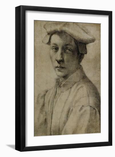 Portrait of Andrea Quaratesi, Around 1532, Black Chalk on Paper-Michelangelo Buonarroti-Framed Giclee Print