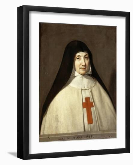 Portrait of Angélique Arnauld (1591-166), Abbess of the Abbey of Port-Royal-Philippe De Champaigne-Framed Giclee Print