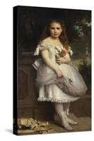 Portrait of Anna Mounteney Jephson, Full Length, Wearing a White Dress on an Terrace-William Adolphe Bouguereau-Stretched Canvas