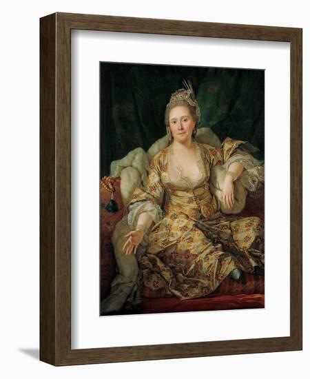 Portrait of Annette Duvivier, Comtesse De Vergennes, in Oriental Costume, Second Half of the 18th C-Antoine de Favray-Framed Giclee Print