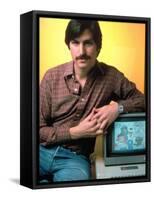 Portrait of Apple Co Founder Steve Jobs Posing with Apple Ii Computer-Ted Thai-Framed Stretched Canvas