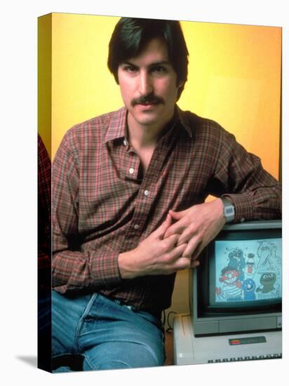 Portrait of Apple Co Founder Steve Jobs Posing with Apple Ii Computer-Ted Thai-Stretched Canvas