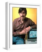 Portrait of Apple Co Founder Steve Jobs Posing with Apple Ii Computer-Ted Thai-Framed Premium Photographic Print