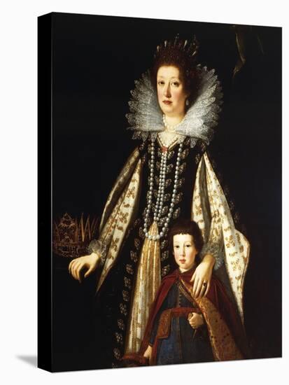 Portrait of Archduchess Maria Maddalena of Austria with Her Son Ferdinand Ii, 1622-23-Justus Sustermans-Stretched Canvas