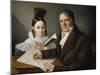 Portrait of Architect Valentino Valle with His Daughter-Jozef Tominc-Mounted Giclee Print