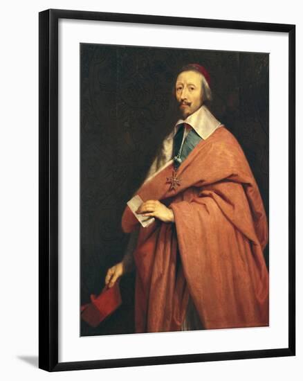 Portrait of Armand-Jean Du Plessis, Cardinal Richelieu-Philippe De Champaigne-Framed Art Print