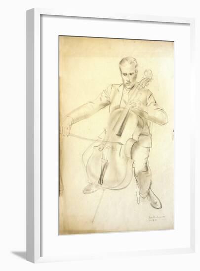 Portrait of Arthur Kemp Playing the Cello, 1935-Percy Shakespeare-Framed Giclee Print