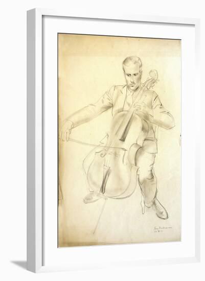 Portrait of Arthur Kemp Playing the Cello, 1935-Percy Shakespeare-Framed Giclee Print