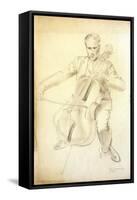 Portrait of Arthur Kemp Playing the Cello, 1935-Percy Shakespeare-Framed Stretched Canvas