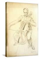 Portrait of Arthur Kemp Playing the Cello, 1935-Percy Shakespeare-Stretched Canvas