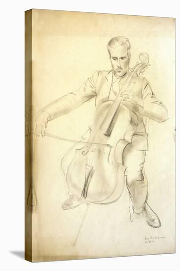 Portrait of Arthur Kemp Playing the Cello, 1935-Percy Shakespeare-Stretched Canvas