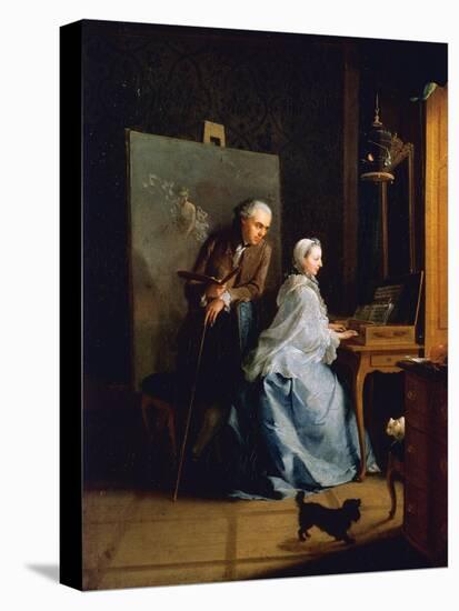 Portrait of Artist and His Wife at Spinet-Johann Heinrich Tischbein-Stretched Canvas