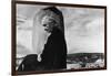 Portrait of Artist Georgia O'Keeffe Sitting on the Roof of Her Ghost Ranch Home-John Loengard-Framed Premium Photographic Print
