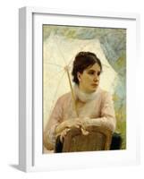 Portrait of Artist's Wife with Umbrella-Michele Gordigiani-Framed Giclee Print