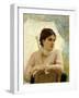 Portrait of Artist's Wife with Umbrella-Michele Gordigiani-Framed Giclee Print