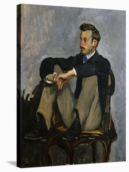 Portrait of Auguste Renoir 1867-Frederic Bazille-Stretched Canvas
