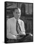 Portrait of Author Alberto Moravia-Alfred Eisenstaedt-Framed Stretched Canvas