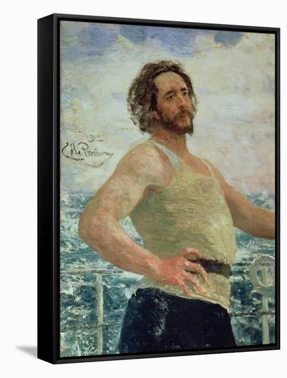 Portrait of Author Leonid Andreev-Ilya Efimovich Repin-Framed Stretched Canvas