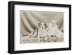 Portrait of Baby and Dog-null-Framed Photographic Print