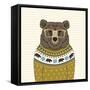 Portrait of Bear in Pullover-Olga_Angelloz-Framed Stretched Canvas
