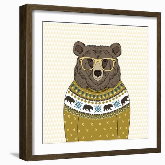 Portrait of Bear in Pullover-Olga_Angelloz-Framed Art Print