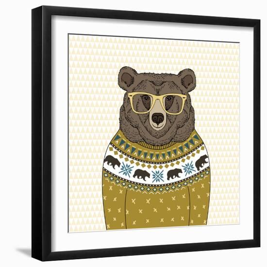 Portrait of Bear in Pullover-Olga_Angelloz-Framed Art Print