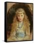 Portrait of Beatrice Caird Wearing a White Dress with a Blue Sash (Oil on Canvas)-John Everett Millais-Framed Stretched Canvas