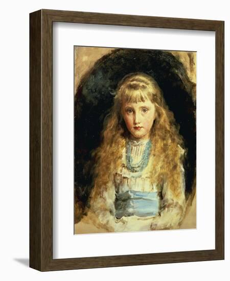 Portrait of Beatrice Caird, Wearing a White Dress with Blue Sash-John Everett Millais-Framed Giclee Print