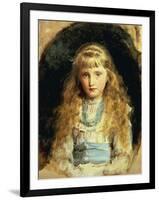 Portrait of Beatrice Caird, Wearing a White Dress with Blue Sash-John Everett Millais-Framed Giclee Print