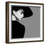 Portrait of Beautiful Girl in Hat in Profile, Posing in Studio, Black and White Photography-Yuliya Yafimik-Framed Photographic Print