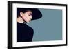 Portrait of Beautiful Girl in Hat in Profile, Posing in Studio-Yuliya Yafimik-Framed Photographic Print